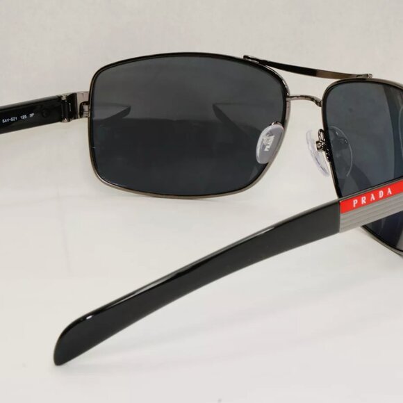 Prada Sunglasses Polarized Navigator Gunmetal Black Grey - Picture 4 of 5